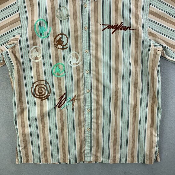 Vintage Miskeen Originals Mens Shirt 4X Button Up Urban Hip Hop Hand Painted Tan - Picture 3 of 12